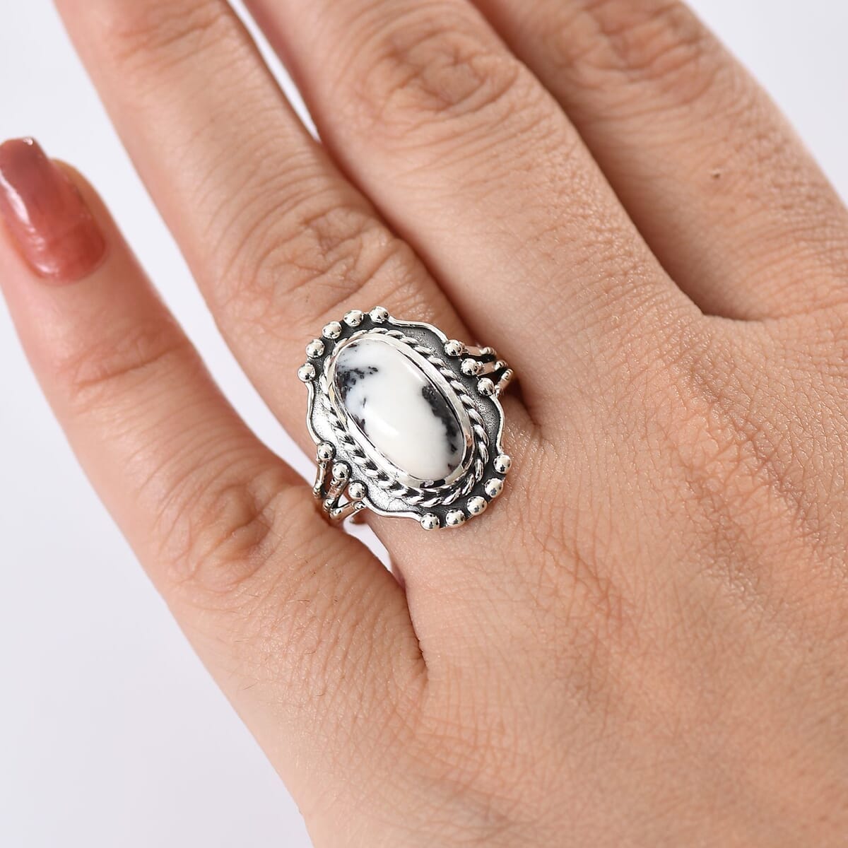 D’Joy Artisan Crafted White Buffalo 3.60 ctw Spirit Ring in Sterling Silver (Size 7.0)  image number 2