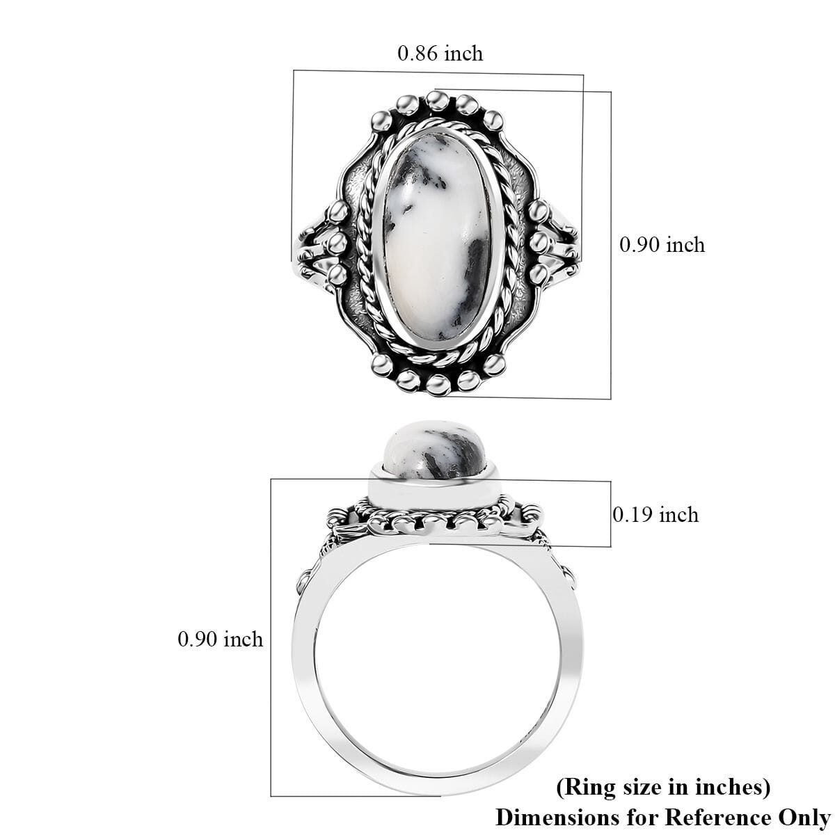 D’Joy Artisan Crafted White Buffalo 3.60 ctw Spirit Ring in Sterling Silver (Size 7.0)  image number 5
