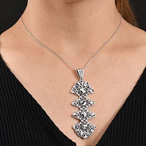 D'Joy Artisan Crafted White Buffalo without Chain 7.50 ctw Pendant in Sterling Silver