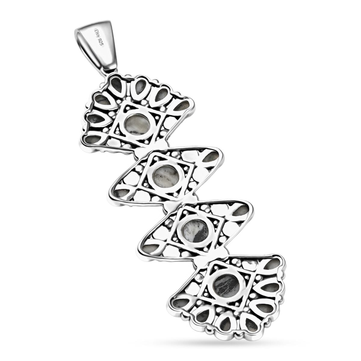 D'Joy Artisan Crafted White Buffalo without Chain 7.50 ctw Pendant in Sterling Silver image number 4
