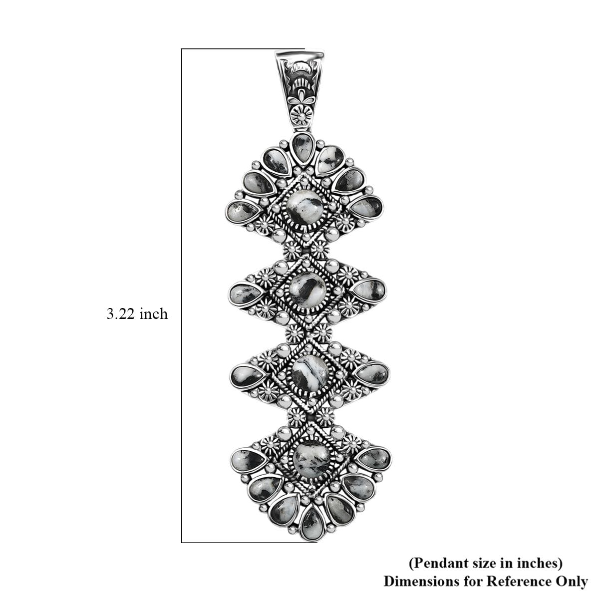 D'Joy Artisan Crafted White Buffalo without Chain 7.50 ctw Pendant in Sterling Silver image number 5