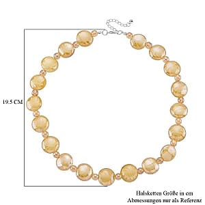 Yellow Color Murano Glass and Champagne Glass Necklace (21 Inches)