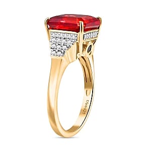 Lab Created Padparadscha Sapphire and Multi Gemstone 7.18 ctw Ring in Vermeil Yellow Gold Over Sterling Silver (Size 10)