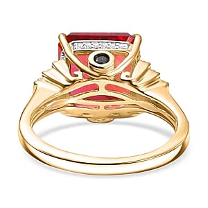 Lab Created Padparadscha Sapphire and Multi Gemstone 7.18 ctw Ring in Vermeil Yellow Gold Over Sterling Silver (Size 10)