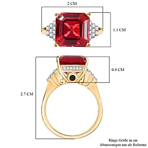 Lab Created Padparadscha Sapphire and Multi Gemstone 7.18 ctw Ring in Vermeil Yellow Gold Over Sterling Silver (Size 10)