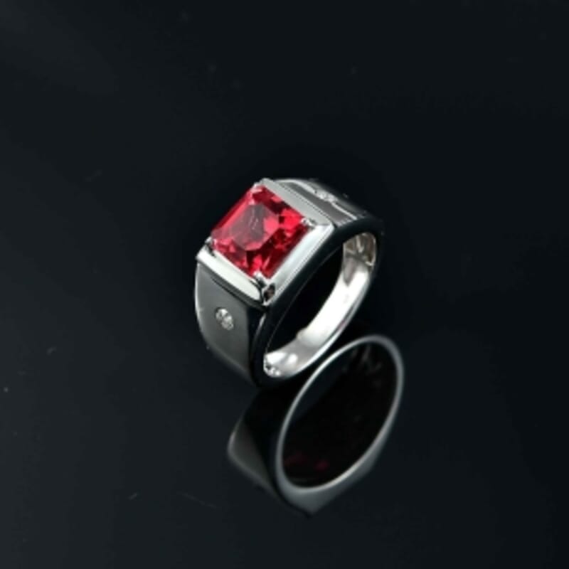 Lab Created Padparadscha Sapphire and Diamond 3.63 ctw Ring in Rhodium Over Sterling Silver (Size 6.5) (5.6 g)