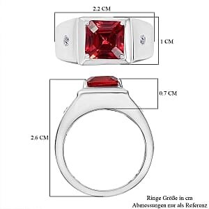 Lab Created Padparadscha Sapphire and Diamond 3.63 ctw Ring in Rhodium Over Sterling Silver (Size 6.5) (5.6 g)
