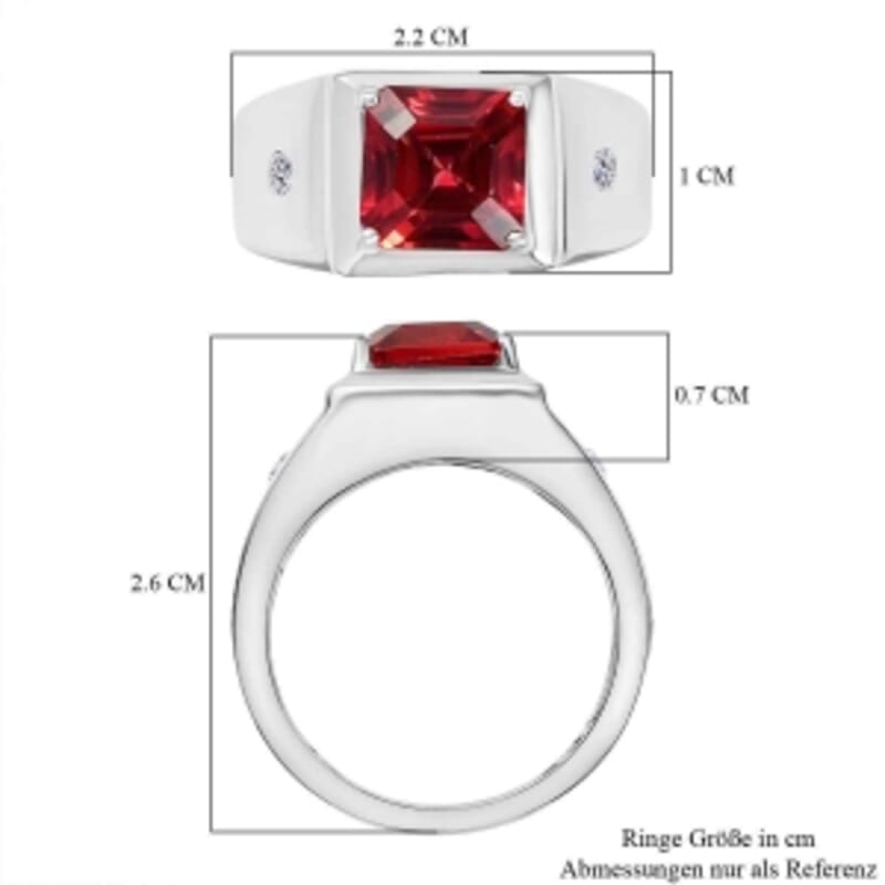 Lab Created Padparadscha Sapphire and Diamond 3.63 ctw Ring in Rhodium Over Sterling Silver (Size 6.5) (5.6 g)