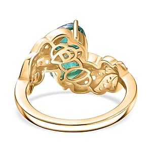 Peacock Triplet Quartz and White Zircon 2.06 ctw Fancy Ring in Vermeil Yellow Gold Over Sterling Silver (Size 11.5)