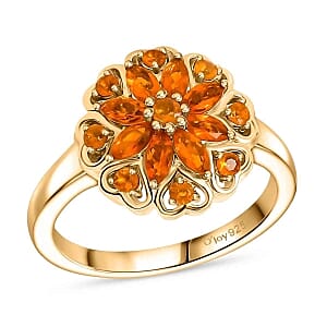Fire Opal 0.59 ctw Ring in Vermeil Yellow Gold Over Sterling Silver (Size 5.5)