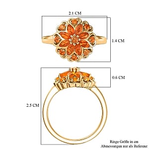 Fire Opal 0.59 ctw Ring in Vermeil Yellow Gold Over Sterling Silver (Size 5.5)