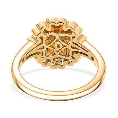 D'Joy Jalisco Fire Opal 0.60 ctw Ring in 18K YG Plated Sterling Silver (Size 11.5)