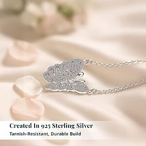 Luxuriant Lab Grown Diamond G-H SI 1.00 ctw Butterfly Necklace 18 Inches in Rhodium Over Sterling Silver  (Del. In 10-12 Days)