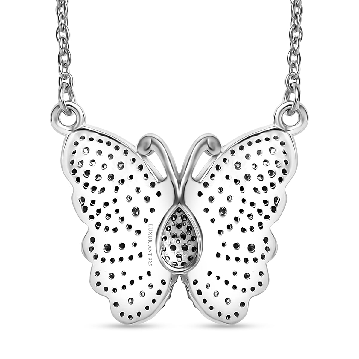 Luxuriant Lab Grown Diamond G-H SI 1.00 ctw Butterfly Necklace 18-20 Inches in Rhodium Over Sterling Silver (Del. In 10-12 Days)