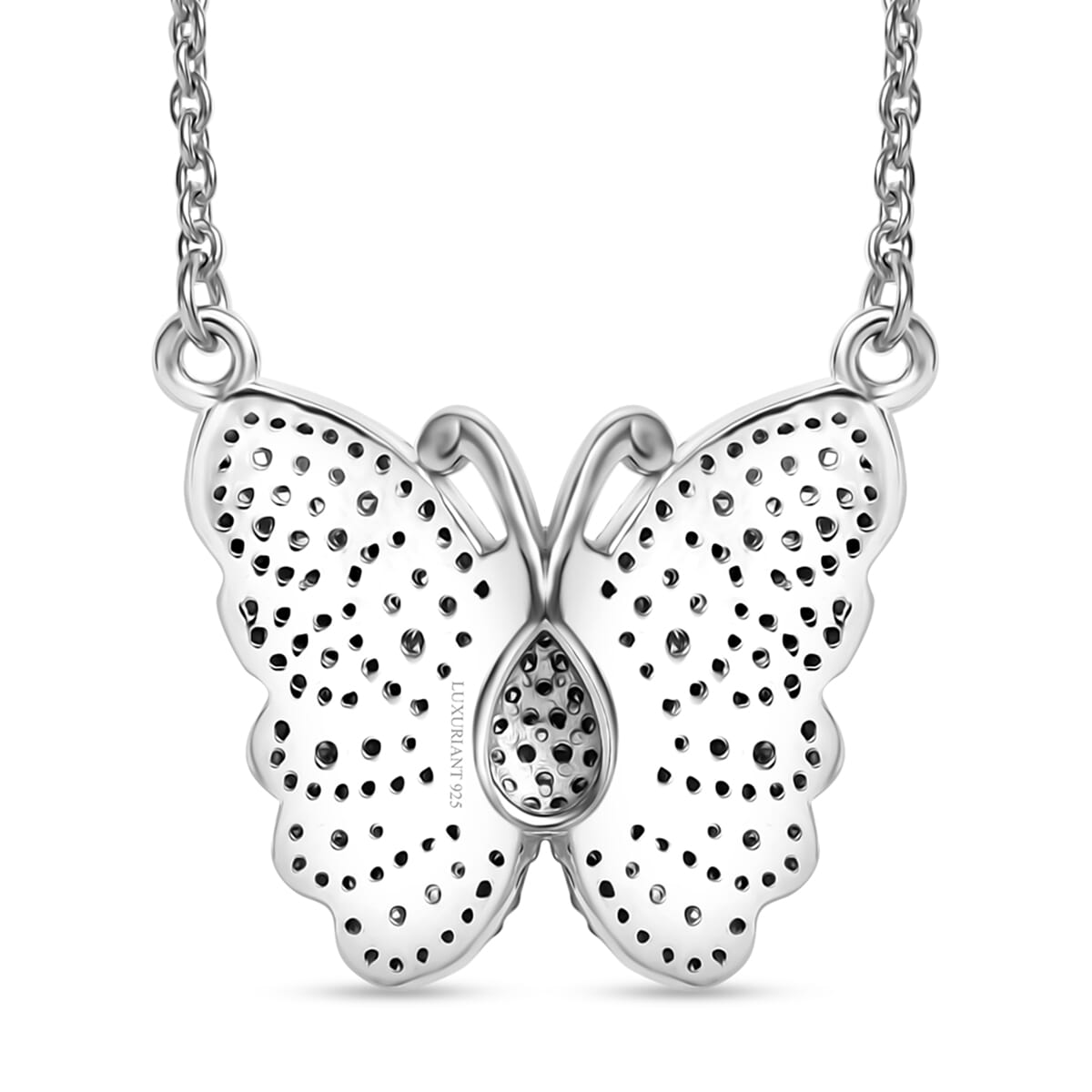 Luxuriant Lab Grown Diamond G-H SI 1.00 ctw Butterfly Necklace 18 Inches in Rhodium Over Sterling Silver  image number 4