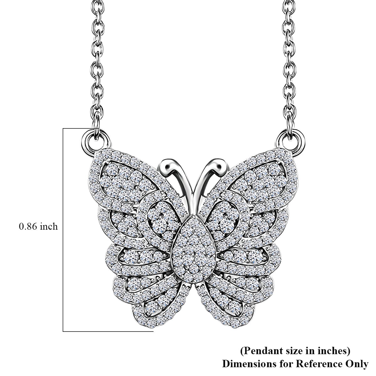 Luxuriant Lab Grown Diamond G-H SI 1.00 ctw Butterfly Necklace 18 Inches in Rhodium Over Sterling Silver  image number 6