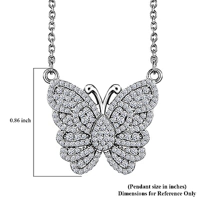 Luxuriant Lab Grown Diamond G-H SI 1.00 ctw Butterfly Necklace 18-20 Inches in Rhodium Over Sterling Silver