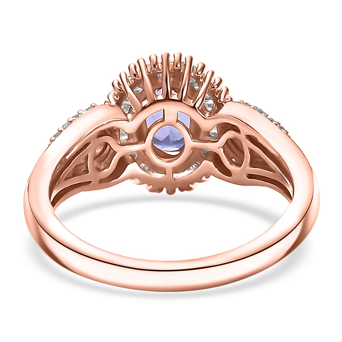 D'Joy Premium Tanzanite, Pink Spinel and Diamond 1.15 ctw Sunrise Ring in 18K Vermeil Rose Gold Over Sterling Silver (Size 8.0) image number 4