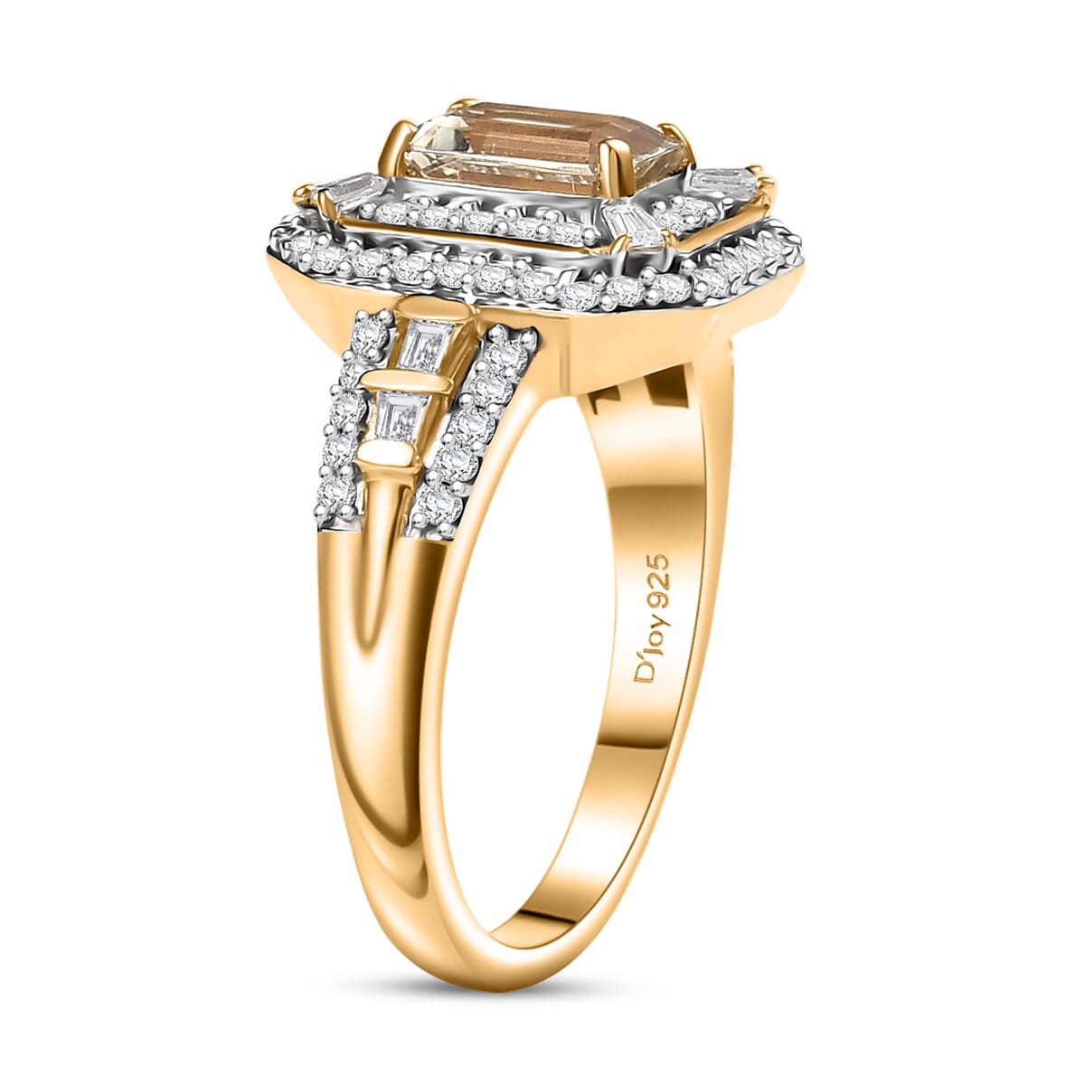 D'Joy AAA Asscher Cut Turkizite, Moissanite Ring in 18K Vermeil YG Over Sterling Silver (Size 10.0) 1.80 ctw image number 3
