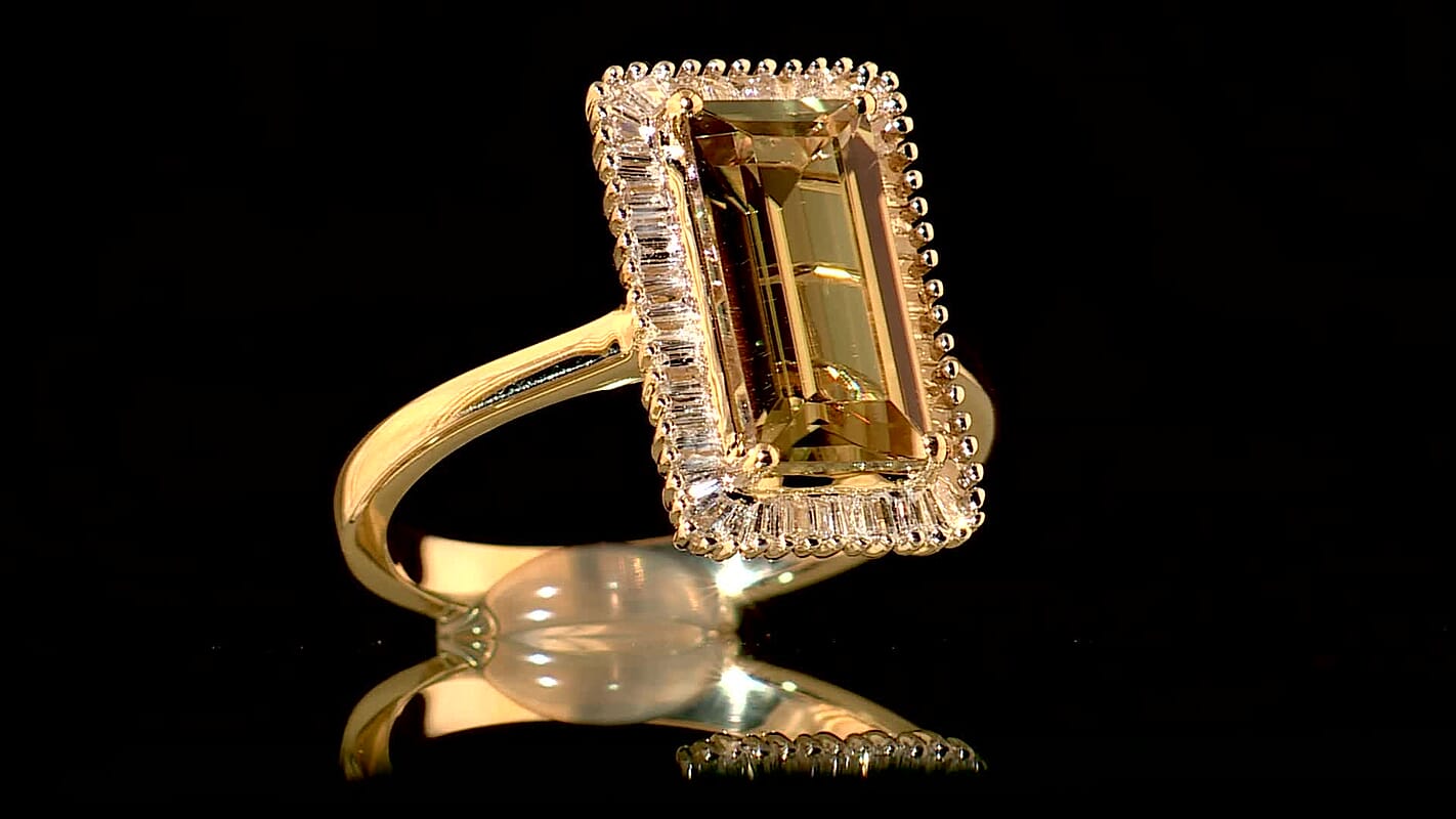 Luxoro 10K Yellow Gold AAA Turkizite, Diamond (I1) (0.29 cts) Ring (Size 10.0) 3.50 ctw