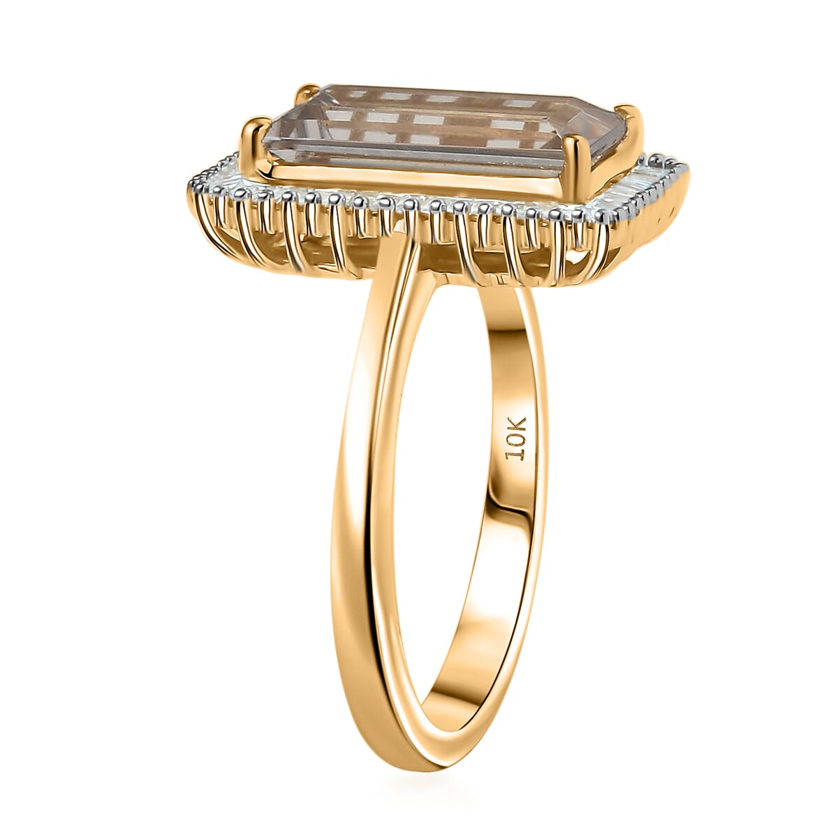 Luxoro AAA Turkizite and I1 Diamond 3.50 ctw Twilight Flare Ring in 10K Yellow Gold (Size 7.0)  image number 3