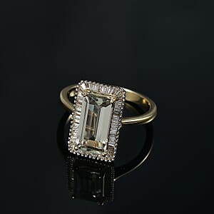 Luxoro AAA Turkizite and I1 Diamond 3.50 ctw Twilight Flare Ring in 10K Yellow Gold (Size 9.0) 