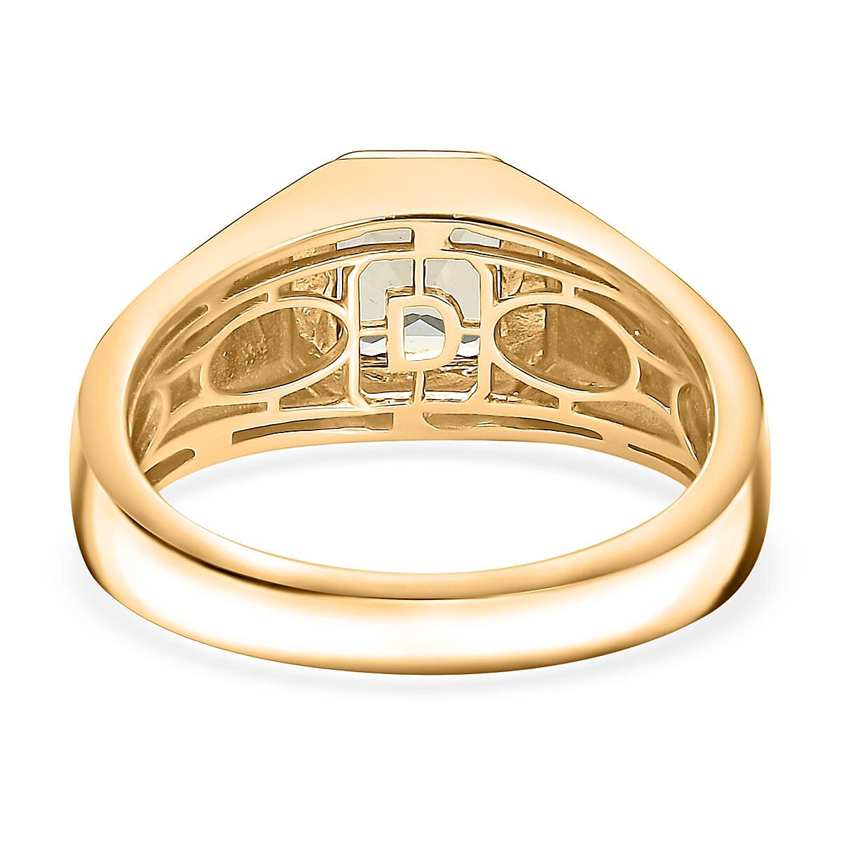 D'Joy Asscher Cut AAA Turkizite 2.00 ctw Men's Ring in 18K Vermeil Yellow Gold Over Sterling Silver (Size 10.0) 