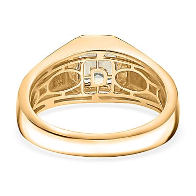 D'Joy Asscher Cut AAA Turkizite 2.00 ctw Men's Ring in 18K Vermeil Yellow Gold Over Sterling Silver (Size 10.0) 