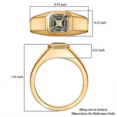 D'Joy Asscher Cut AAA Turkizite 2.00 ctw Men's Ring in 18K Vermeil Yellow Gold Over Sterling Silver (Size 10.0) 