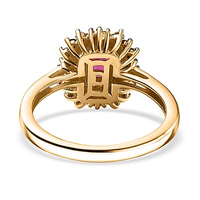 D'Joy Premium Royal Ruby and Multi Diamond 1.20 ctw Firecracker Ring in 18K Vermeil Yellow Gold Over Sterling Silver (Size 10.0)