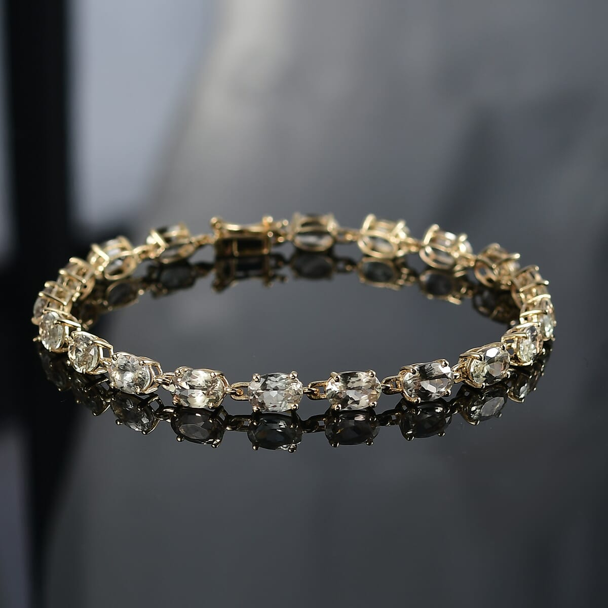 Luxoro AAA Turkizite 10.10 ctw Duskstream Bracelet in 10K Yellow Gold (6.50 In) image number 1