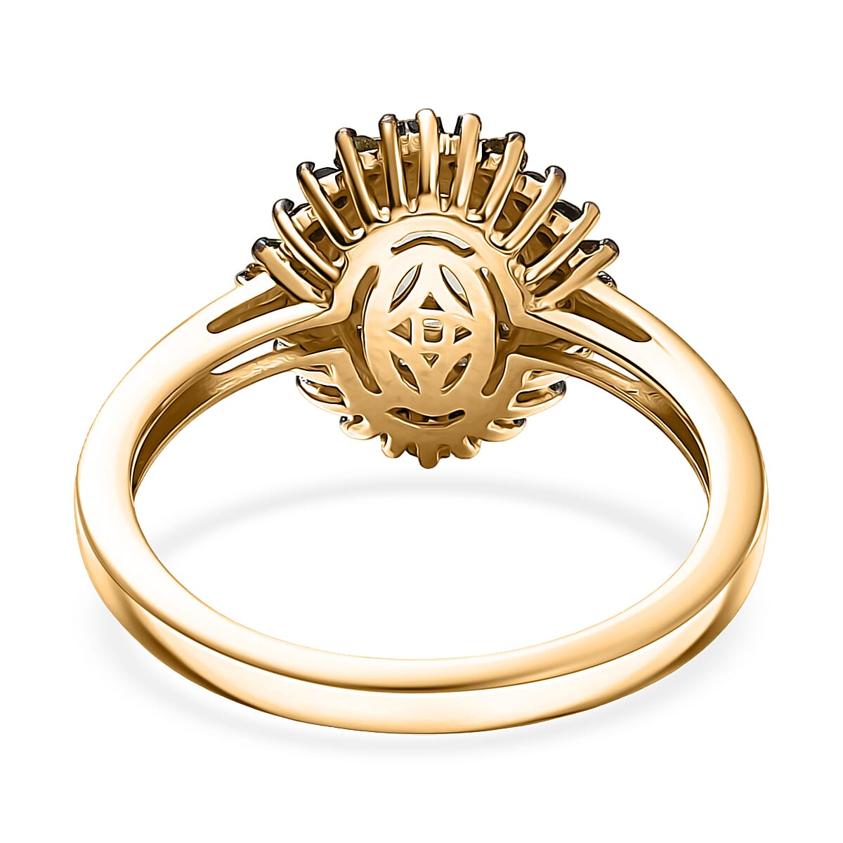 D'Joy Premium Turkizite and Multi Diamond 1.30 ctw Firecracker Ring in 18K Vermeil Yellow Gold Over Sterling Silver (Size 10.0)