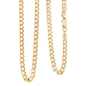 Light Cuban Chain Necklace in 14K Yellow Gold Over Sterling Silver 11.9 Grams 22 Inches