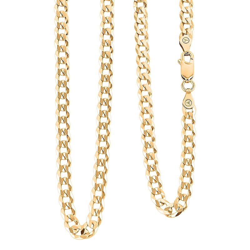 Light Cuban Chain Necklace in 14K Yellow Gold Over Sterling Silver 11.9 Grams 22 Inches