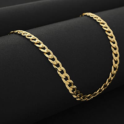 Light Cuban Chain Necklace in 14K Yellow Gold Over Sterling Silver 11.9 Grams 22 Inches