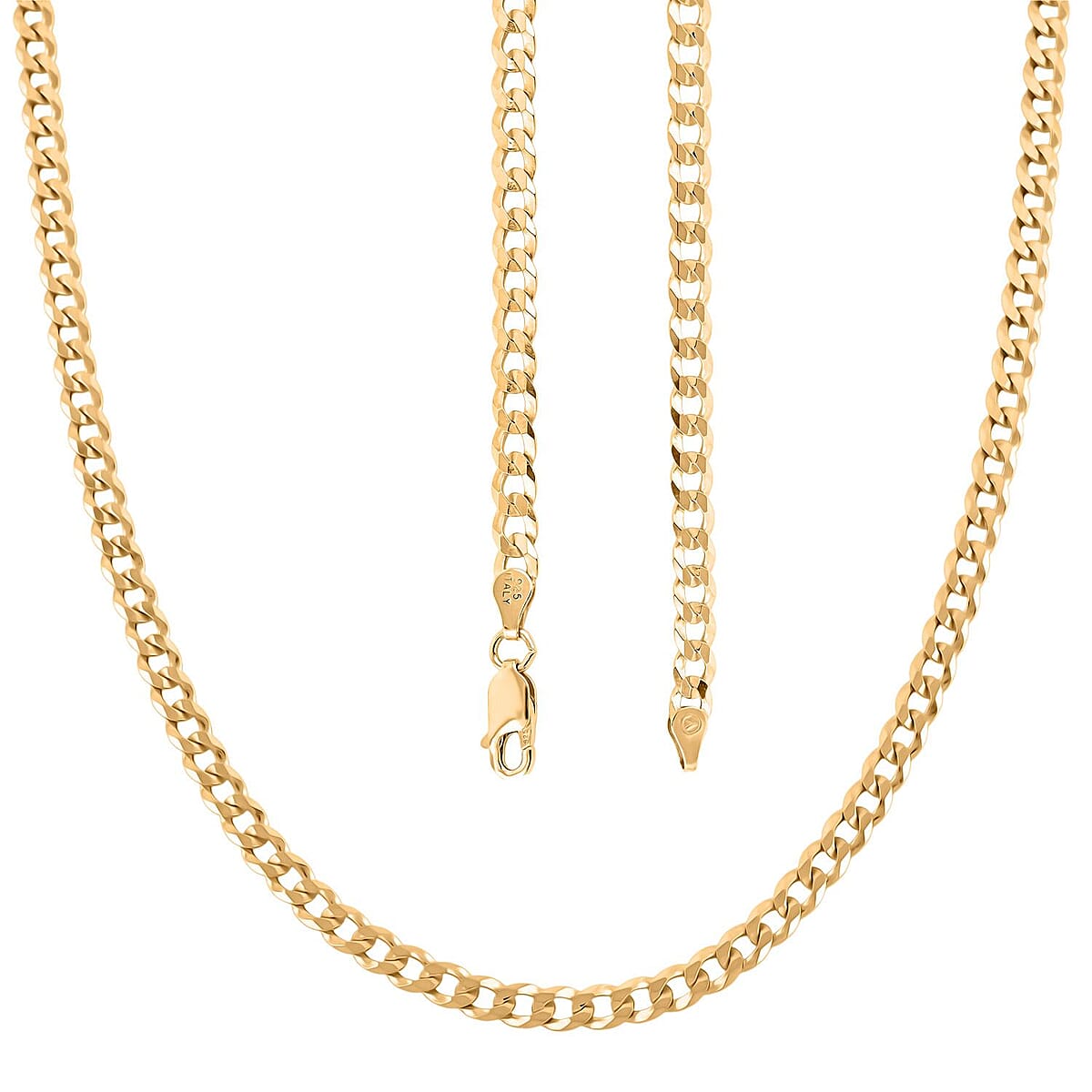 Light Cuban Chain Necklace in 14K Yellow Gold Over Sterling Silver 11.9 Grams 22 Inches image number 3