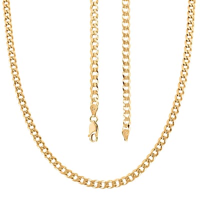 Light Cuban Chain Necklace in 14K Yellow Gold Over Sterling Silver 11.9 Grams 22 Inches