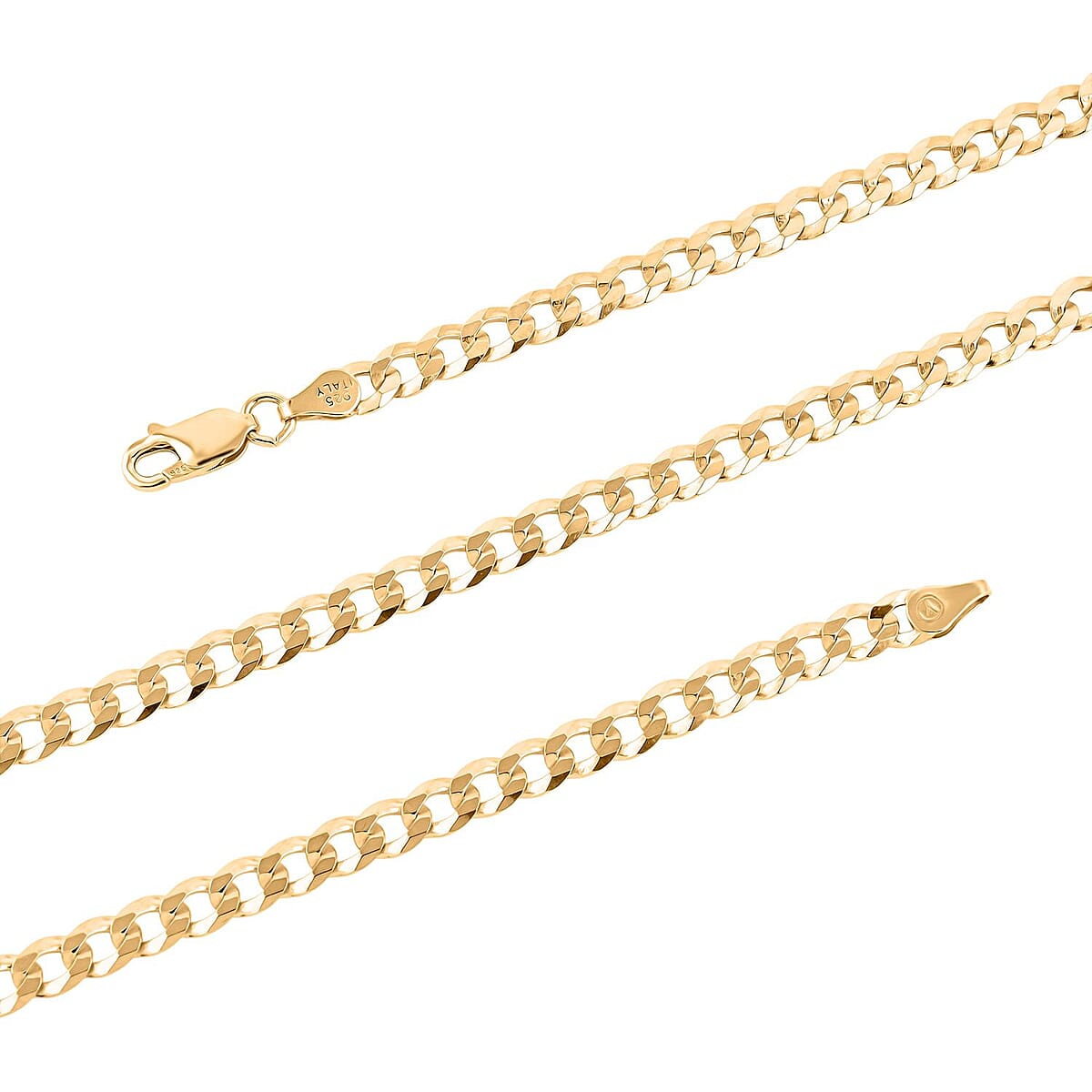 Light Cuban Chain Necklace in 14K Yellow Gold Over Sterling Silver 11.9 Grams 22 Inches image number 4