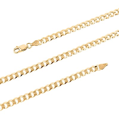 Light Cuban Chain Necklace in 14K Yellow Gold Over Sterling Silver 11.9 Grams 22 Inches