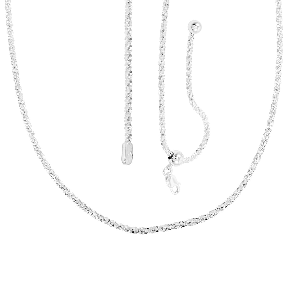 Sterling Silver Chain Necklace with Adjustable Ball 9.7 Grams 24 Inches image number 2