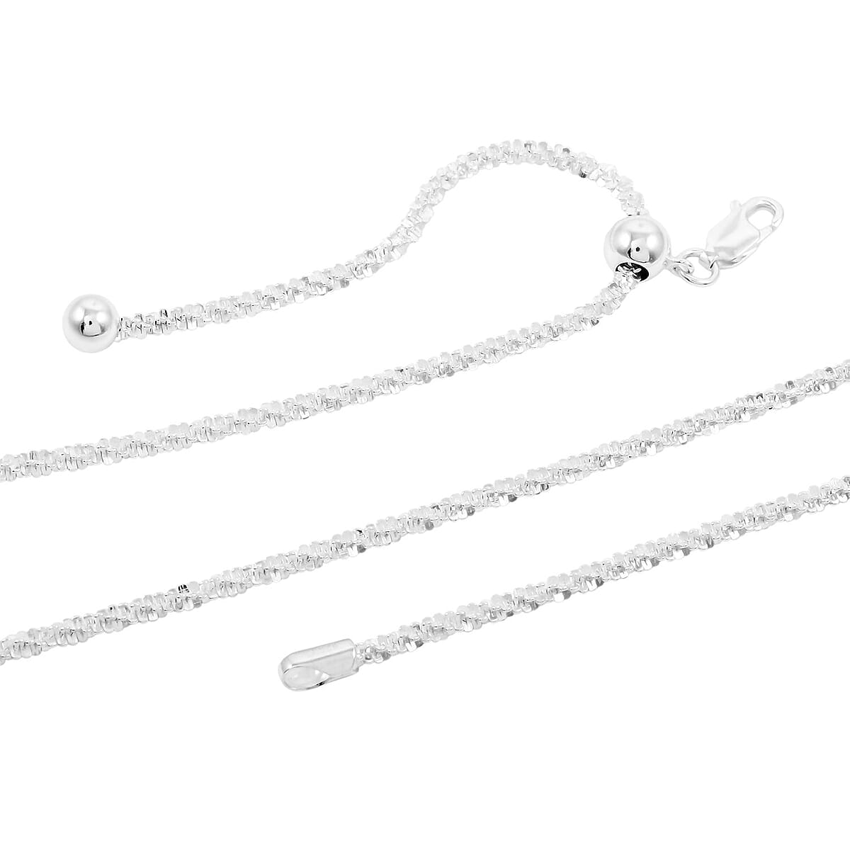 Sterling Silver Chain Necklace with Adjustable Ball 9.7 Grams 24 Inches image number 3