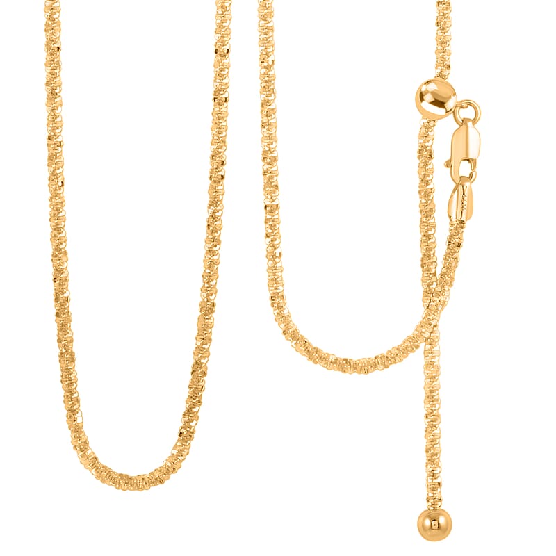 14K Yellow Gold Over Sterling Silver Chain Necklace with Adjustable Ball 9.2 Grams 24 Inches