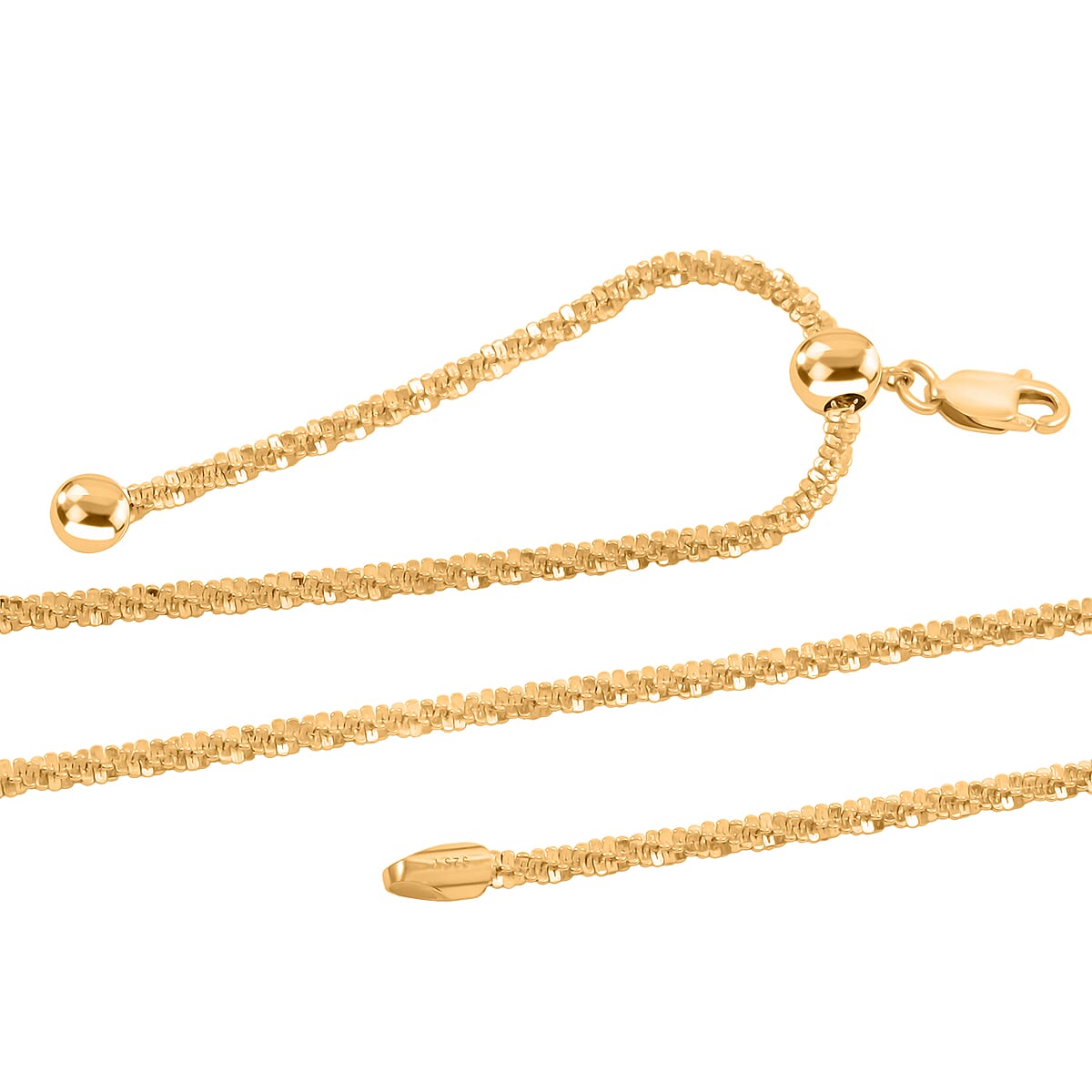 14K Yellow Gold Over Sterling Silver Chain Necklace with Adjustable Ball 9.2 Grams 24 Inches image number 2