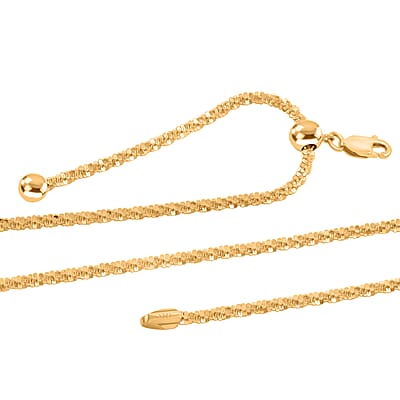 14K Yellow Gold Over Sterling Silver Chain Necklace with Adjustable Ball 9.2 Grams 24 Inches