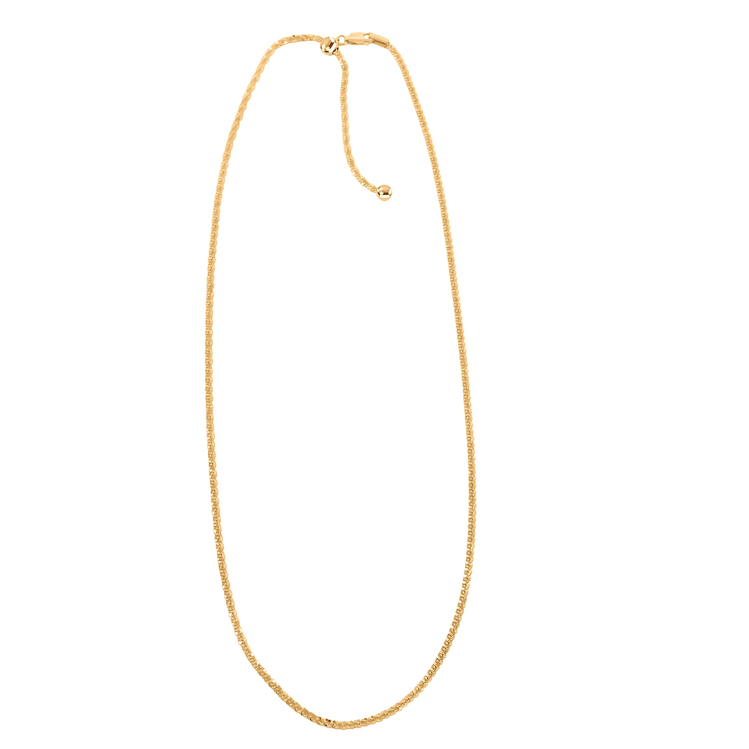 14K Yellow Gold Over Sterling Silver Chain Necklace with Adjustable Ball 9.2 Grams 24 Inches