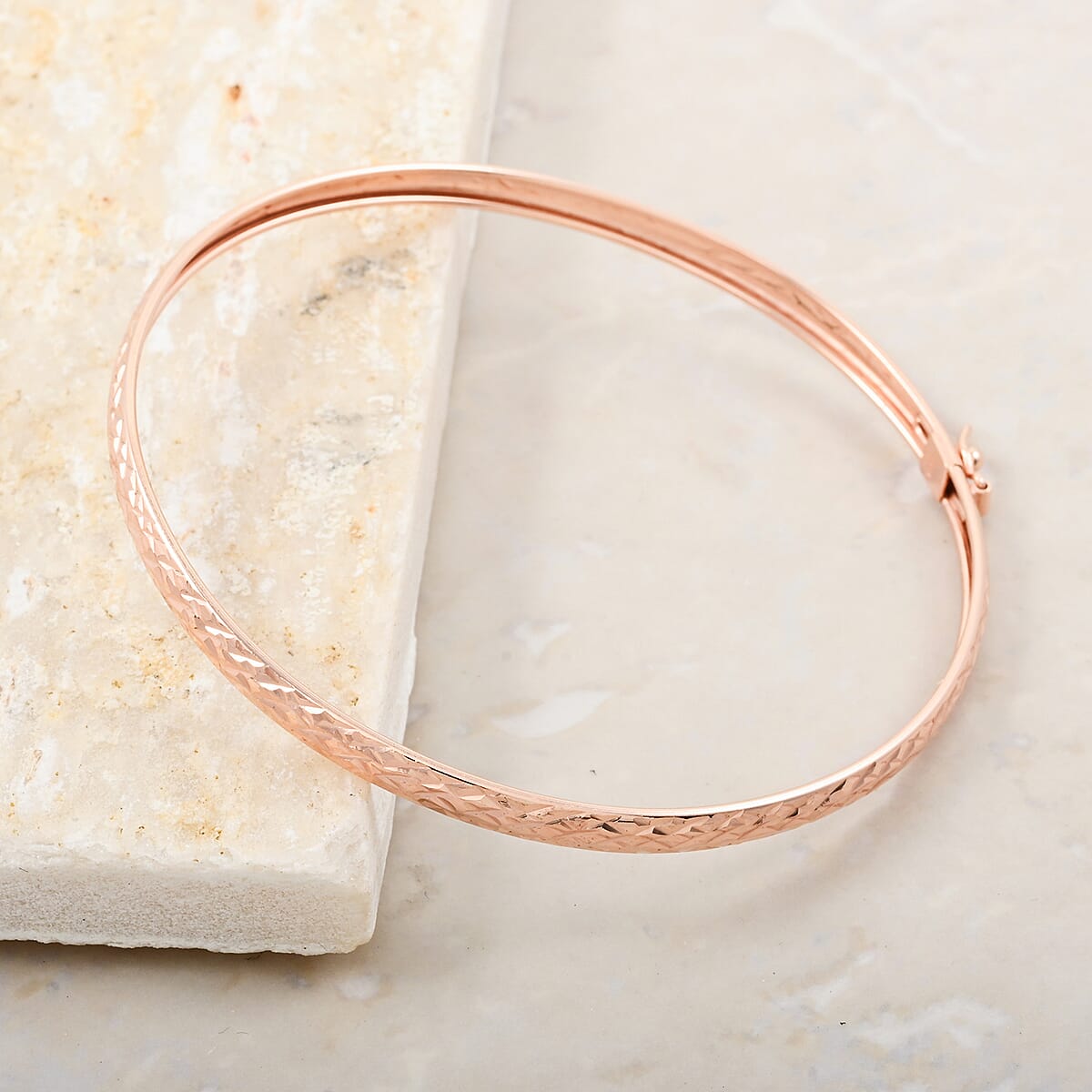 14K Rose Gold Over Sterling Silver Bangle Bracelet (7.75 In) 4 Grams image number 1