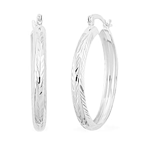 Sterling Silver Diamond-cut Hoop Earrings 2.50 Grams