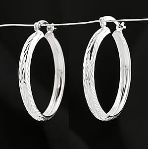 Sterling Silver Diamond-cut Hoop Earrings 2.50 Grams