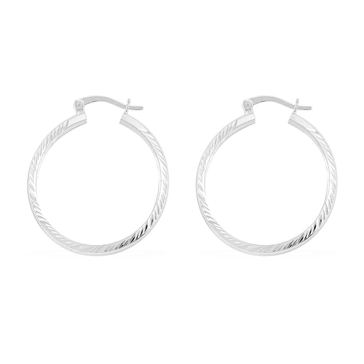 Sterling Silver Diamond-cut Hoop Earrings (2.50 g) image number 3