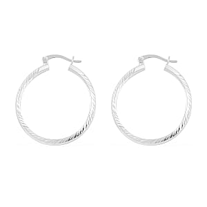 Sterling Silver Diamond-cut Hoop Earrings 2.50 Grams